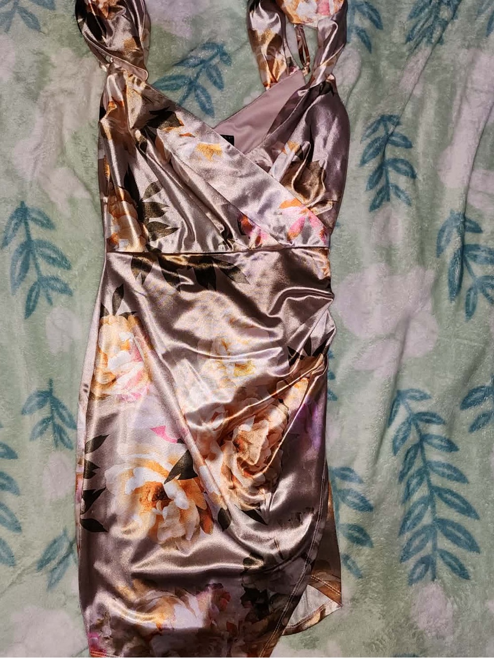Windsor Satin Floral Asymmetrical Midi Dress - Mauve, Pink, Cream